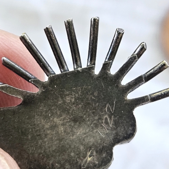 Vintage Zuni Sterling Silver & Turquoise Spur Earrings - Picture 2 of 6